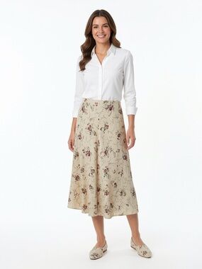 Hugo Buscati Milano Vintage Cream Floral Maxi Skirt Size 14